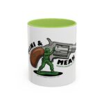 revolver & army man accent coffee mug — retro toy soldier gun design (11/15oz)