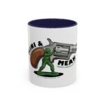 revolver & army man accent coffee mug — retro toy soldier gun design (11/15oz)