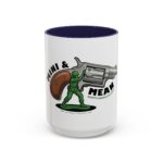 revolver & army man accent coffee mug — retro toy soldier gun design (11/15oz)