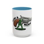 revolver & army man accent coffee mug — retro toy soldier gun design (11/15oz)